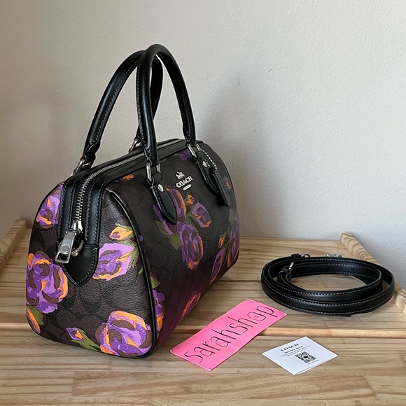✅Coach Rowan Satchel In Signature Rose Print - Picture 4 of 12